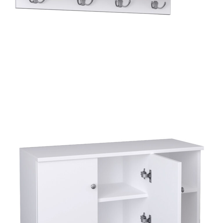 VCM NORDIC Gados L knagerække og skab, m. 2 låger og 2 hylder - hvid træ