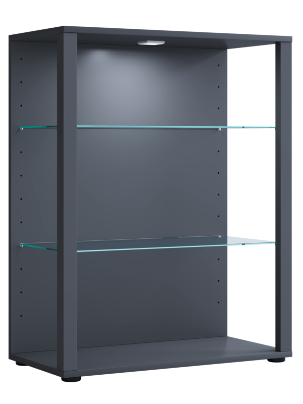 VCM NORDIC Glasol XL vitrineskab, m. 2 glashylder - antracitgrå træ