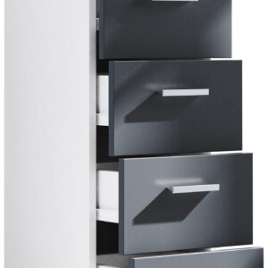 VCM NORDIC Landos M kommode badeværelsesskab, m. 5 skuffer - hvid/antracitgrå melamin