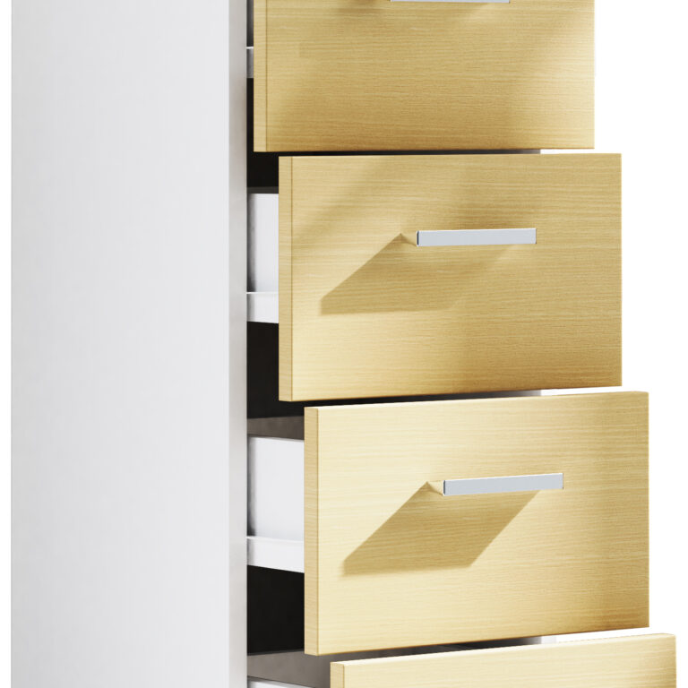 VCM NORDIC Landos M kommode badeværelsesskab, m. 5 skuffer - hvid/natur melamin