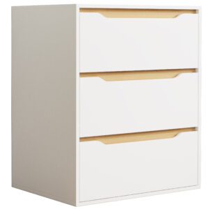 VCM NORDIC Malira L kommode, m. 3 skuffer - hvid/natur træ