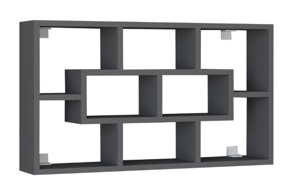 VCM NORDIC Opila væghylde, m. 8 rum - antracitgrå træ