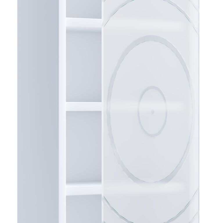 VCM NORDIC Tilano M reol til cd'ere og dvd'er, m. 1 glaslåge og 5 hylder - hvid træ