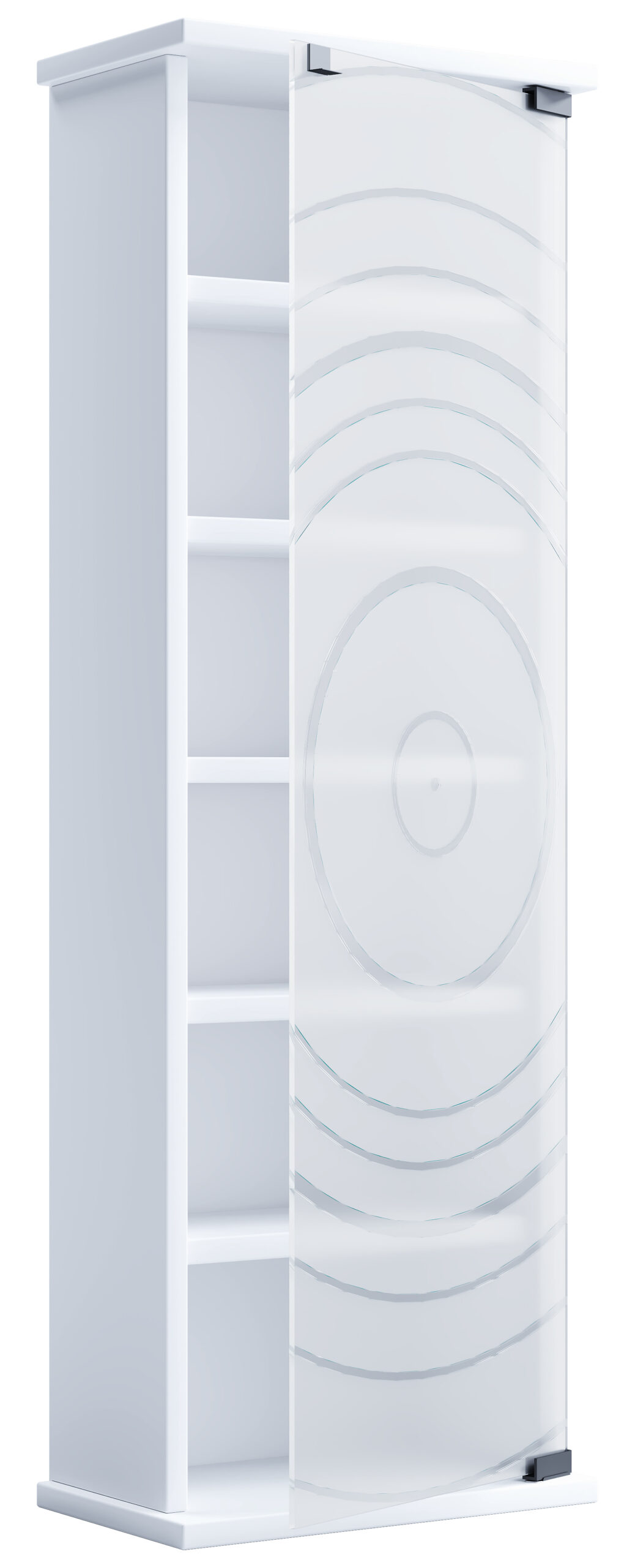 VCM NORDIC Tilano M reol til cd'ere og dvd'er, m. 1 glaslåge og 5 hylder - hvid træ