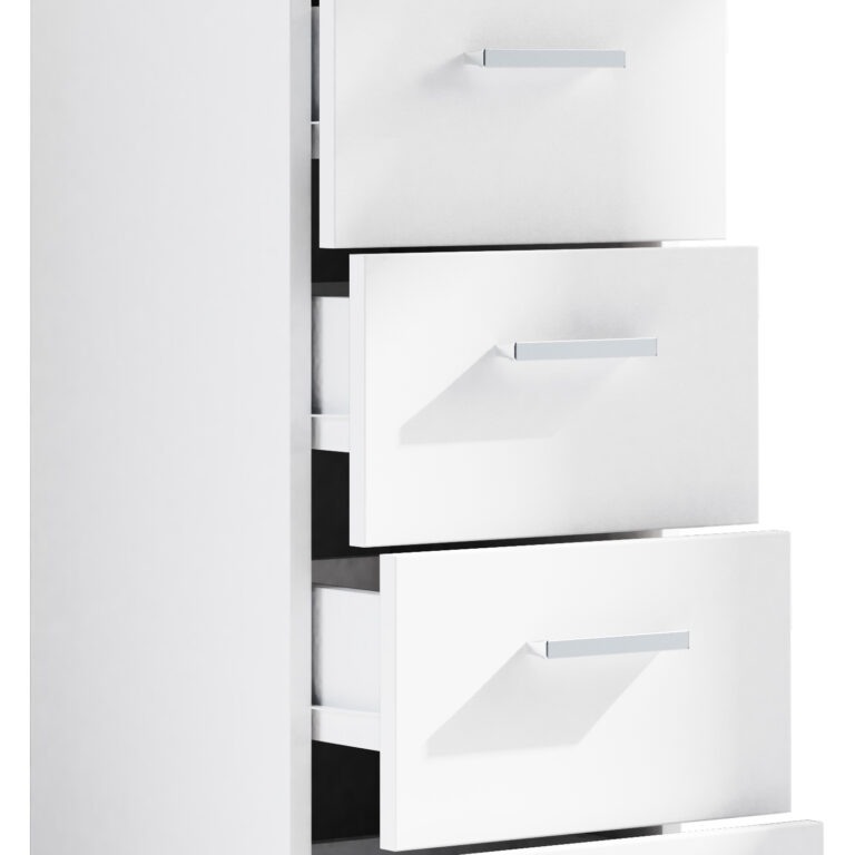 VCM NORDIC Zalo M kommode badeværelsesskab, m. 5 skuffer - hvid melamin