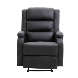 VENTURE DESIGN Bengt recliner lænestol, m. fodskammel - sort PU og metal