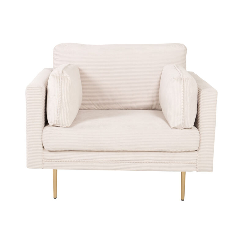 VENTURE DESIGN Boom lænestol, m. armlæn - beige polyester og metal