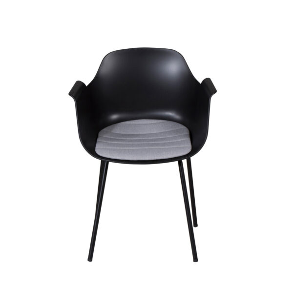 VENTURE DESIGN Comfort spisebordsstol, m. armlæn og hynde - sort plastik og sort metal