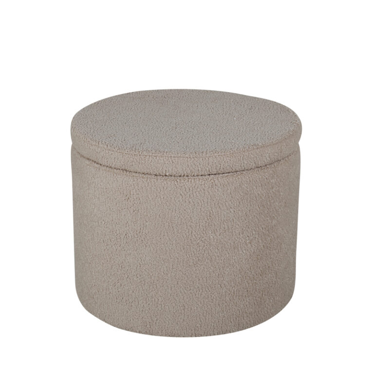 VENTURE DESIGN Dunken puf, m. opbevaring, cylinder - beige bamsestof polyester (Ø51)