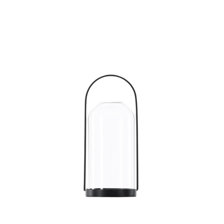 VENTURE DESIGN Flora lysestage - klar glas og sort jern (H25x11)