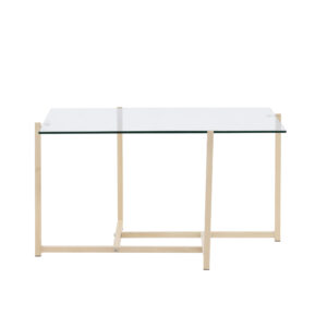 VENTURE DESIGN Hybrid sofabord, kvadratisk - glas og natur stål (80x80)