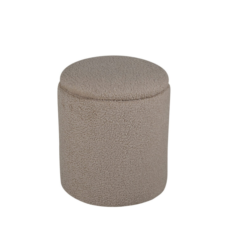 VENTURE DESIGN Limpen puf, m. opbevaring, cylinder - beige bamsestof polyester (Ø32)