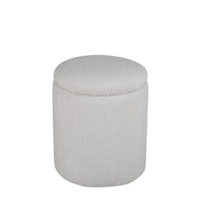 VENTURE DESIGN Limpen puf, m. opbevaring, cylinder - hvid bamsestof polyester (Ø32)