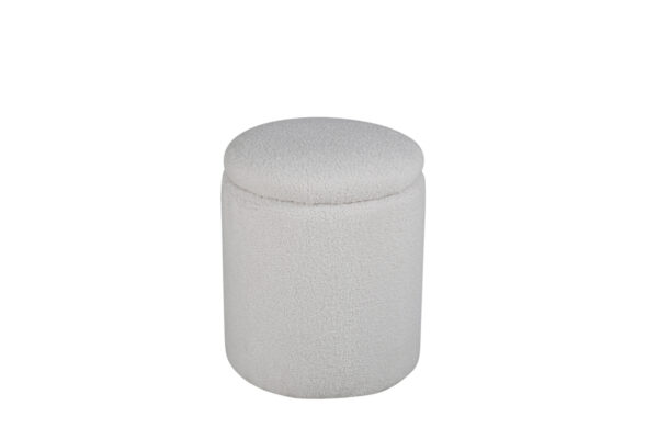 VENTURE DESIGN Limpen puf, m. opbevaring, cylinder - hvid bamsestof polyester (Ø32)