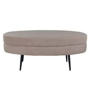 VENTURE DESIGN Otto puf, oval - beige bamsestof polyester og sort stål (100x40)