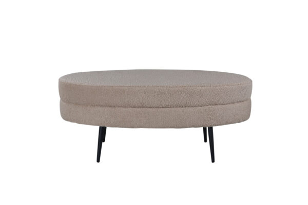 VENTURE DESIGN Otto puf, oval - beige bamsestof polyester og sort stål (100x40)