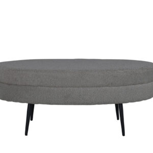 VENTURE DESIGN Otto puf, oval - grå bamsestof polyester og sort stål (100x40)