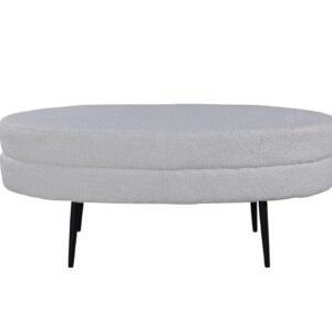 VENTURE DESIGN Otto puf, oval - hvid bamsestof polyester og sort stål (100x40)