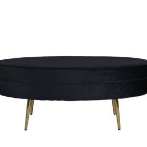 VENTURE DESIGN Otto puf, oval - sort fløjl og messingfolie stål (100x40)