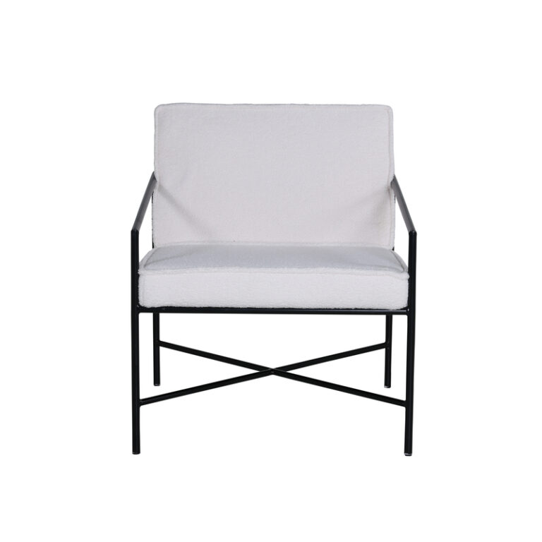 VENTURE DESIGN Rakel lænestol - hvid bamsestof polyester og sort stål