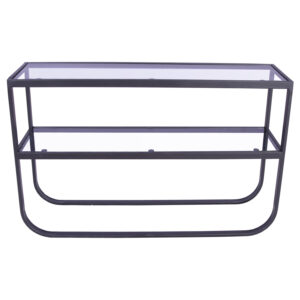 VENTURE DESIGN Rocker sidebord, m. 1 hylde - grå glas og sort metal (110x30)