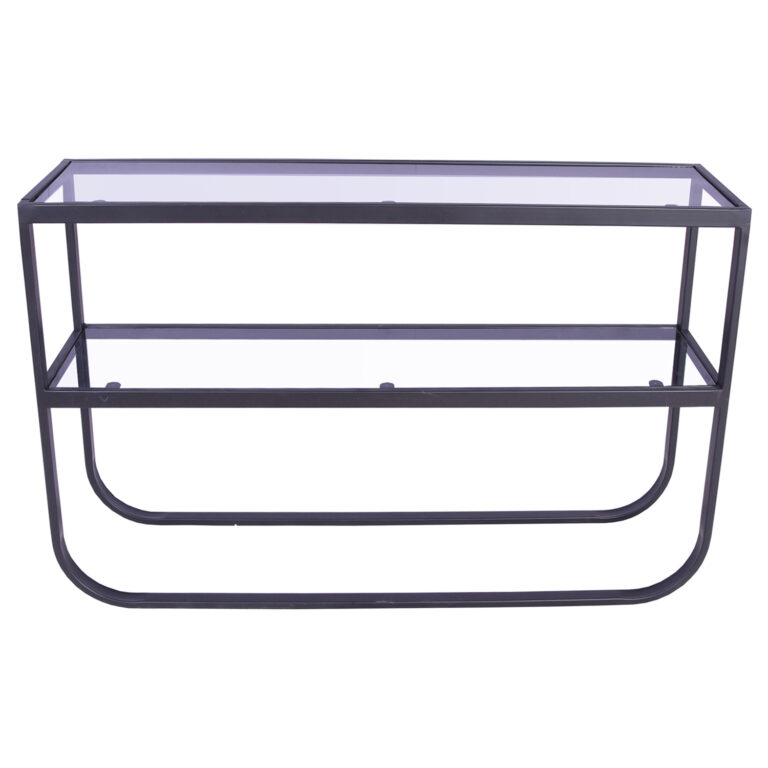 VENTURE DESIGN Rocker sidebord, m. 1 hylde - grå glas og sort metal (110x30)