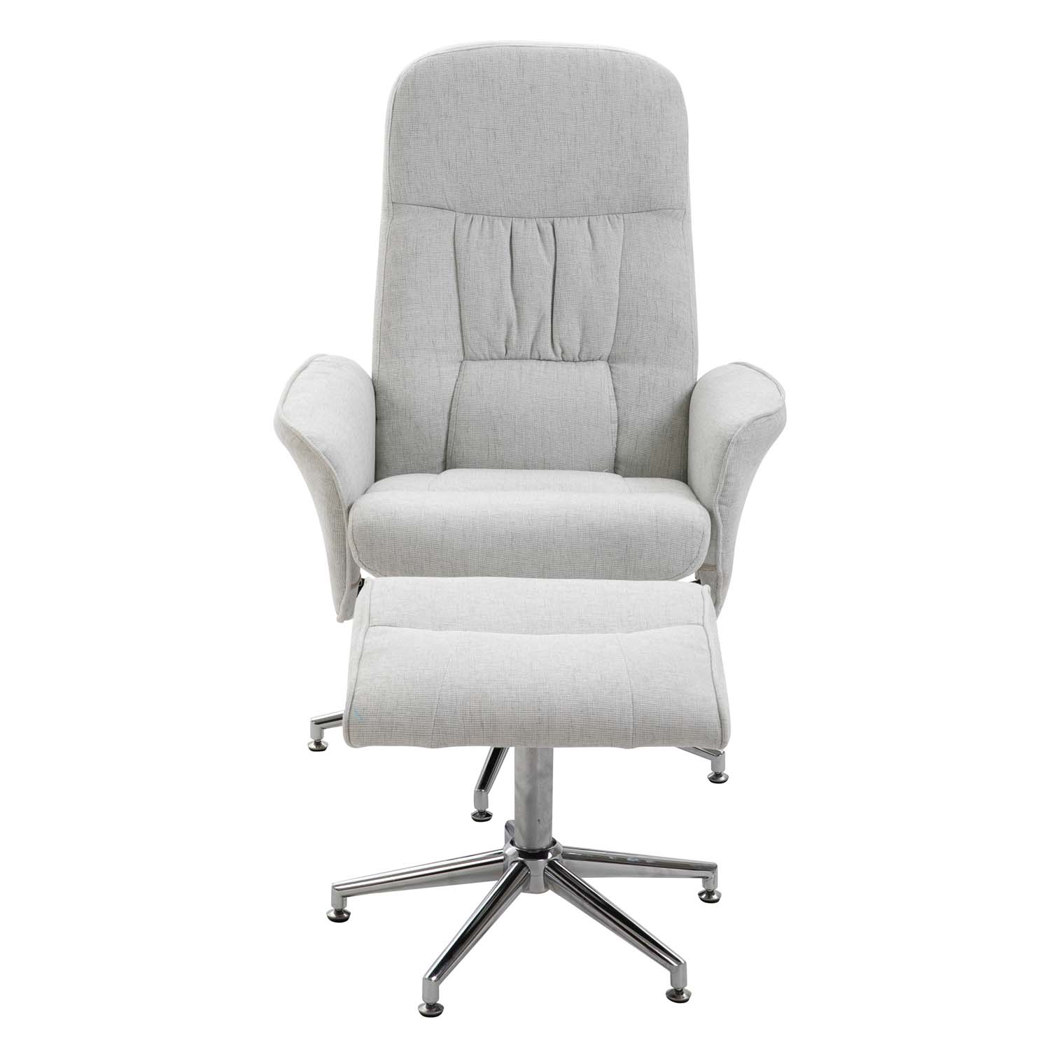 VENTURE DESIGN Rolf recliner lænestol, m. fodskammel - grå polyester og krom metal