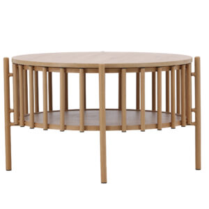 VENTURE DESIGN Rubbo sofabord, m. 1 hylde, rund - natur trælook MDF (Ø80)