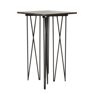 VENTURE DESIGN Stone sidebord, kvadratisk - sort kunstig sten og sort metal (40x40)