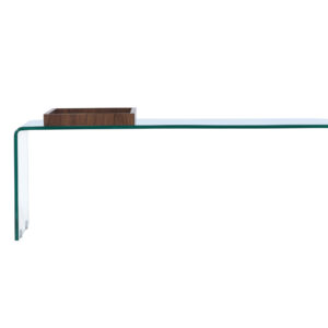 VENTURE DESIGN Telemark sofabord, m. træbakke, rektangulær - klar glas (110x50)