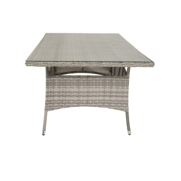 VENTURE DESIGN Vikelund havebord - glas, grå polyrattan og aluminium (200x100)