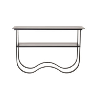 VENTURE DESIGN Wavy sidebord, m. hylde - grå glas og sort metal (117x33,5)