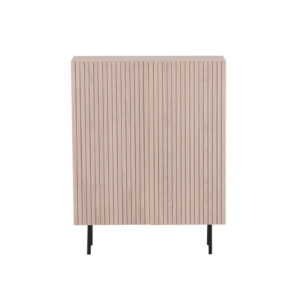 VIND COLLECTION Björkön Højt skab, m. 2 låger og 3 hylder - hvidkalket finér og sort stål