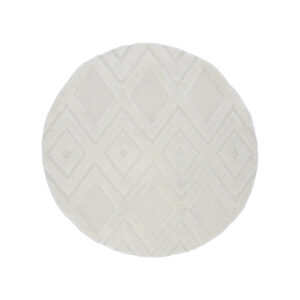 VIND COLLECTION Dahliawool gulvtæppe, rund - hvid uld (Ø200)