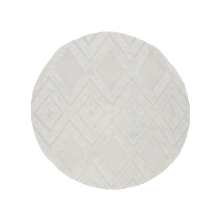 VIND COLLECTION Dahliawool gulvtæppe, rund - hvid uld (Ø200)
