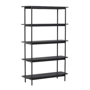 VIND COLLECTION Heim reol 190 cm, m. 5 hylder - sort MDF og stål