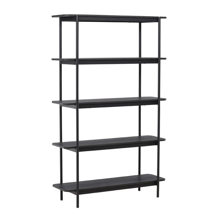 VIND COLLECTION Heim reol 190 cm, m. 5 hylder - sort MDF og stål