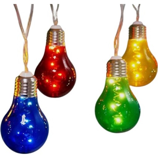 Veli Line solcelle lyskæde, 10 pærer, farvede pærer