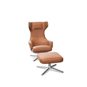 Vitra Grand Repos Lænestol Med Ottoman Cognac/Krom