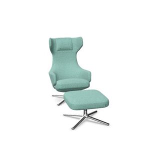 Vitra Grand Repos Lænestol Med Ottoman Dumet Pale Blue/Emerald/Krom