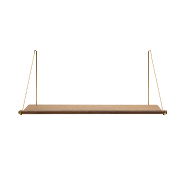 WE DO WOOD Loop Shelf væghylde, Brass Mounting Bracket - røgfarvet eg og messing stål