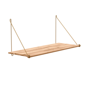 WE DO WOOD Loop Shelf væghylde, m. Brass Mounting Bracket - natur bambus og messing stål