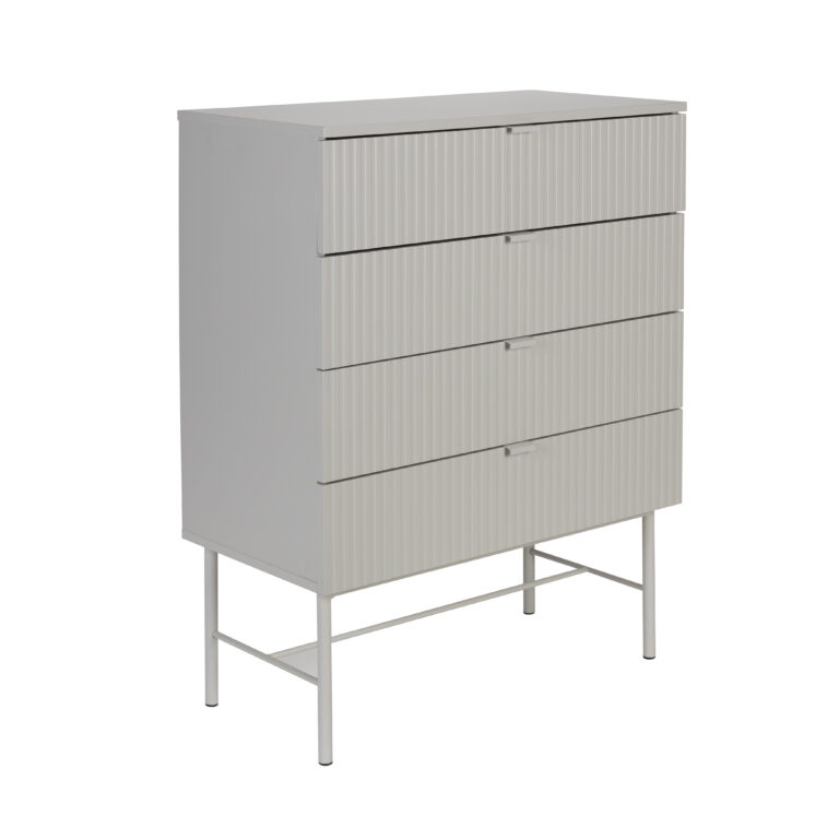 WHITE LABEL LIVING Cayo kommode, m. 4 skuffer - grå MDF og grå jern