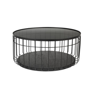 WHITE LABEL LIVING Lance L sofabord, rund - sort glas og metal (Ø80)