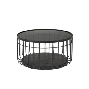 WHITE LABEL LIVING Lance M sofabord, rund - sort glas og metal (Ø60)