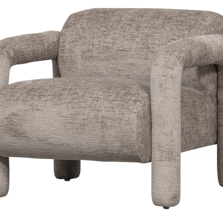 WOOOD EXCLUSIVE Lenny lænestol, m. armlæn - sand ru tekstur fløjl polyester