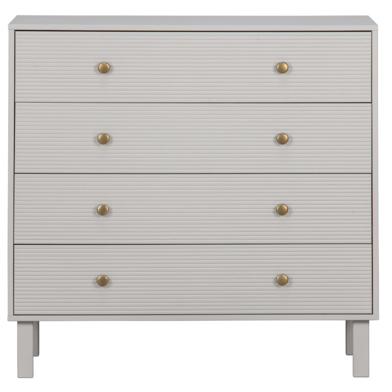 WOOOD Madu kommode, m. 4 skuffer - skygrå fyrretræ og metal