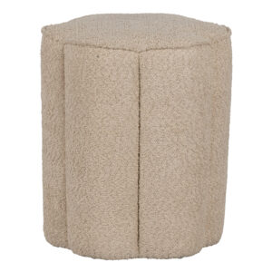 WOOOD Ollie puf, rund - sand bouclé polyester stof (Ø40)