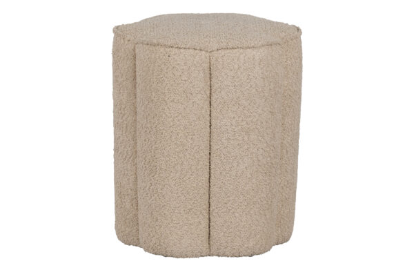 WOOOD Ollie puf, rund - sand bouclé polyester stof (Ø40)