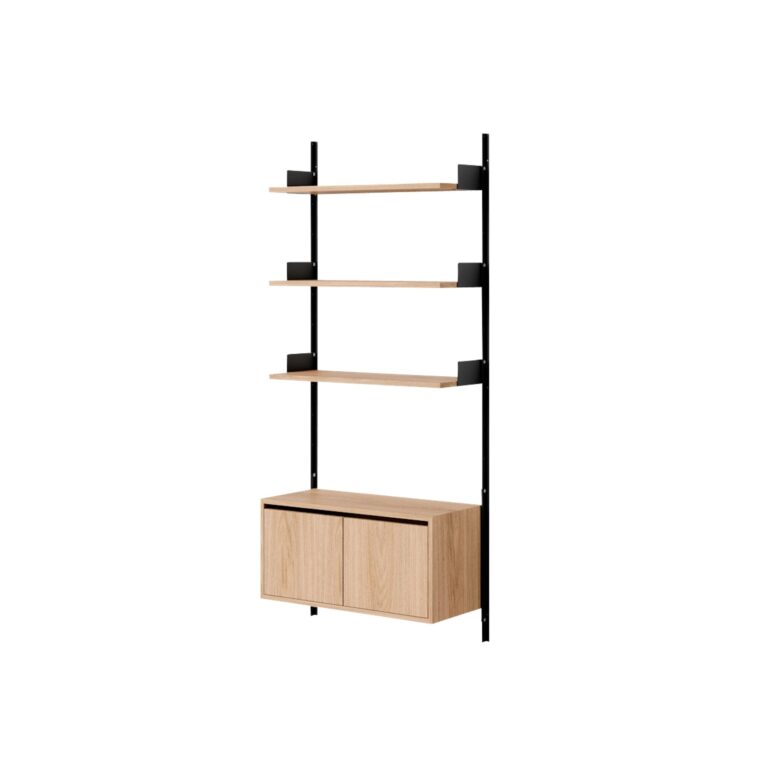 Wall Shelf 1900 Reol Med Døre Lav Eg/Sort